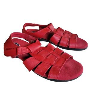 size 8.5 W red Dr Scholl's leather sandals